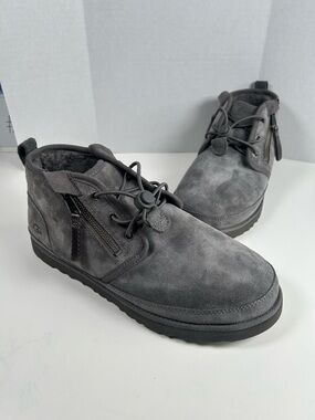 UGG Men's Neumel Adaptive Gray Suede Double Zipper Casual Snow Boots Sz 10M NEW